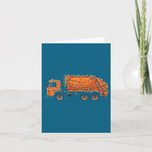 Funny Garbage Truck Christmas Graphics Lights Love Kort (Framsida)