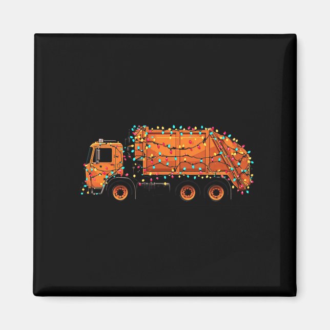 Funny Garbage Truck Christmas Graphics Lights Love Magnet (Framsidan)