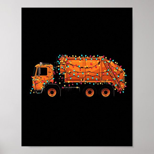 Funny Garbage Truck Christmas Graphics Lights Love Poster (Framsidan)