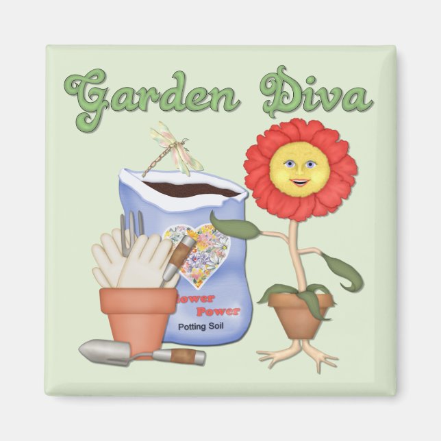 Funny Garden Diva Magnet (Framsidan)