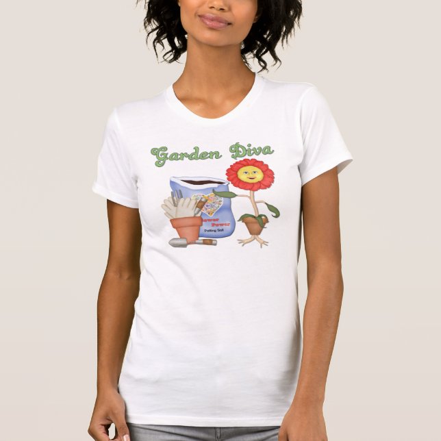 Funny Garden Diva T-shirt (Framsida)