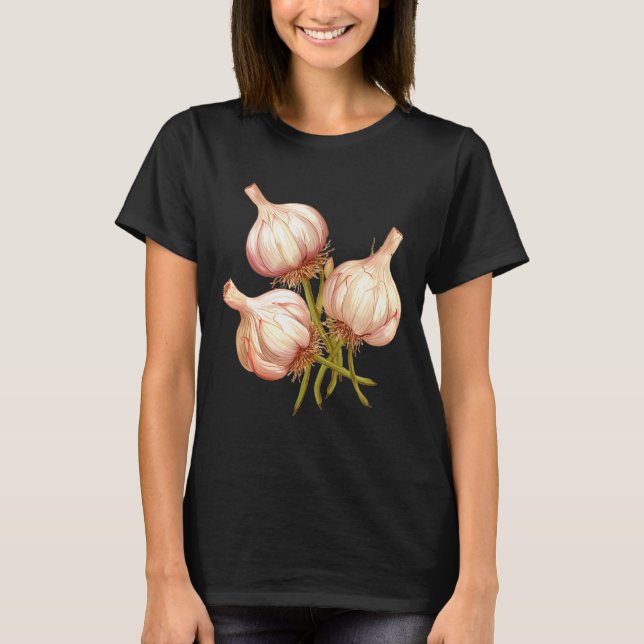 Funny Garlic Plants  T Shirt (Framsida)