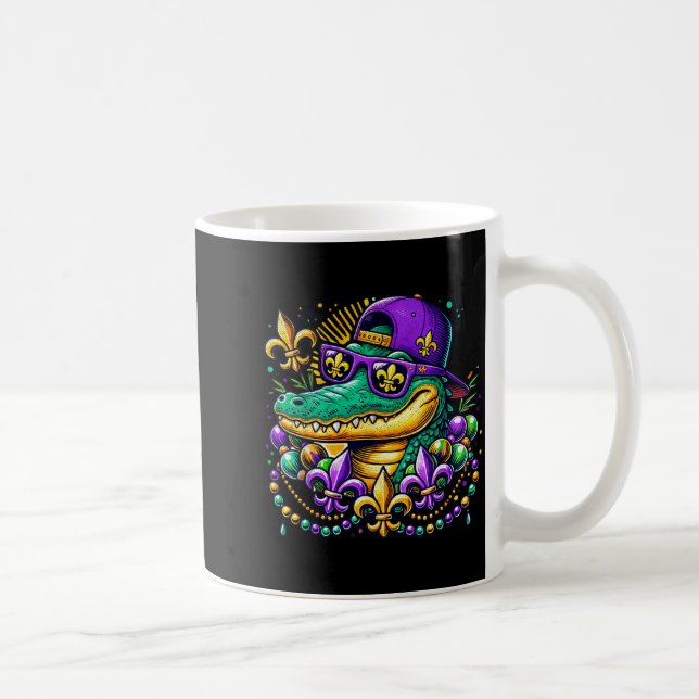 Funny Gator Mardi Gras  Kaffemugg (Höger)