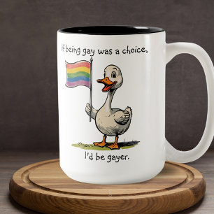 Funny Gay Anka Goose Rainbow Flagga Två-Tonad Mugg