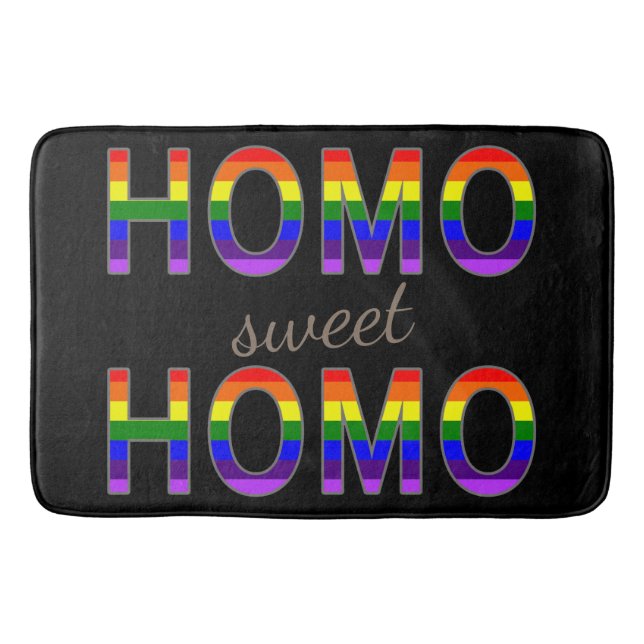 Funny Gay Homo Sweet Homo Rainbow Färg Badrumsmatta (Framsidan)