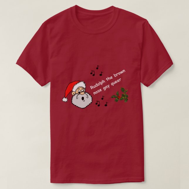 Funny Gay jul Rudolph Brown Nose Gay Queer T Shirt (Design framsida)