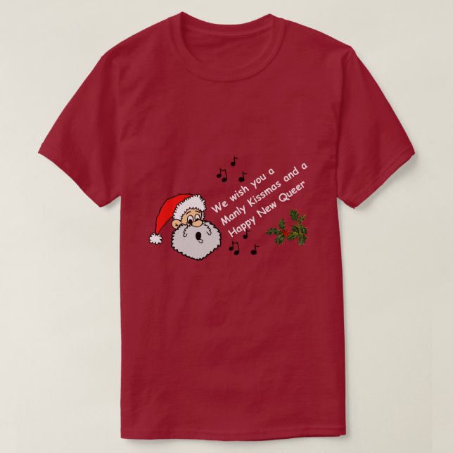 Funny Gay Jul Wish Manly Kissmas Lycklig Queer T Shirt (Design framsida)