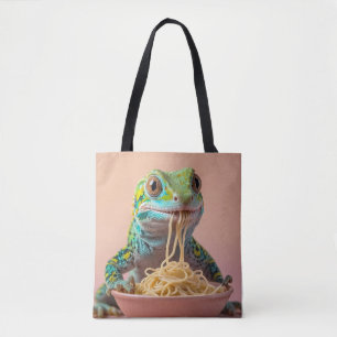 Funny Gecko Eating Spaghetti Tygkasse