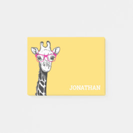 Funny Geek Giraffe Gult Post-it Block