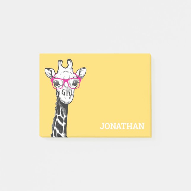 Funny Geek Giraffe Gult Post-it Block (Framsida)