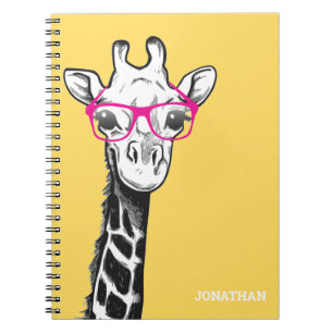 Funny Geek Giraffe Namn Anteckningsbok
