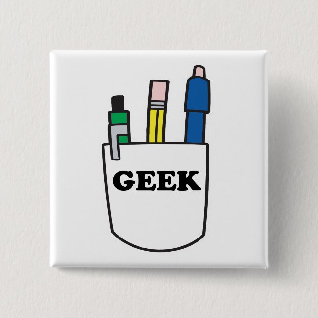 Funny GEEK Pocket Protector Knapp (Framsida)