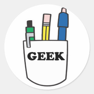 Funny GEEK Pocket Protector Runt Klistermärke
