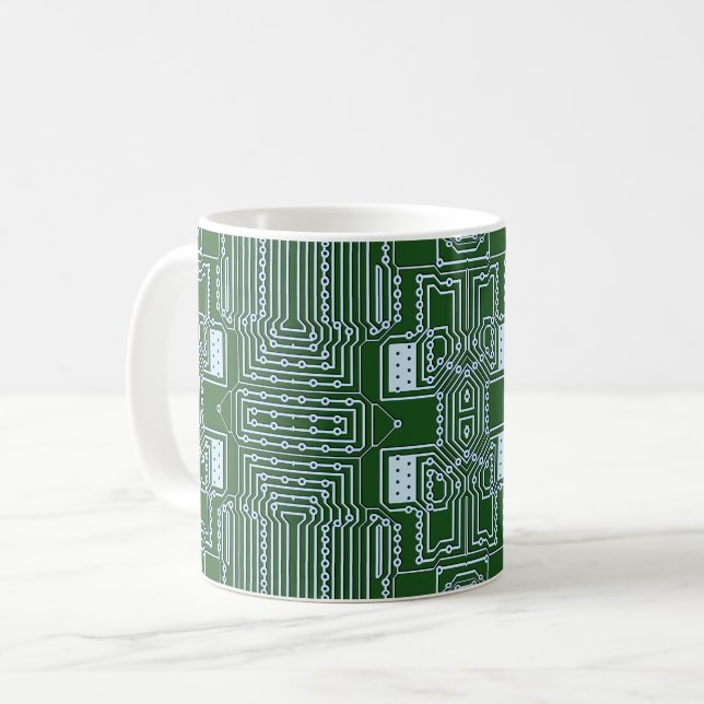 Funny Geeky Nerd Computer Circuit Board Mönster Kaffemugg (Framsida vänster)