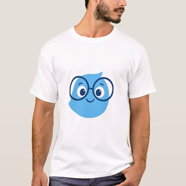 Funny Geeky Smiley Face T-Shirt for Men – Cute Blu (Framsida)