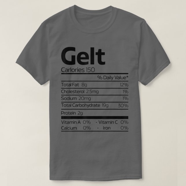 Funny Gelt Nutrition Fact jul Hanukkah Food T Shirt (Design framsida)