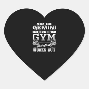 Funny Gemini Gym Workout Design Hjärtformat Klistermärke