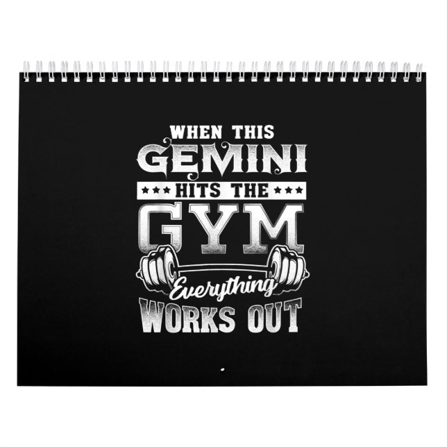 Funny Gemini Gym Workout Design Kalender (Omslag)