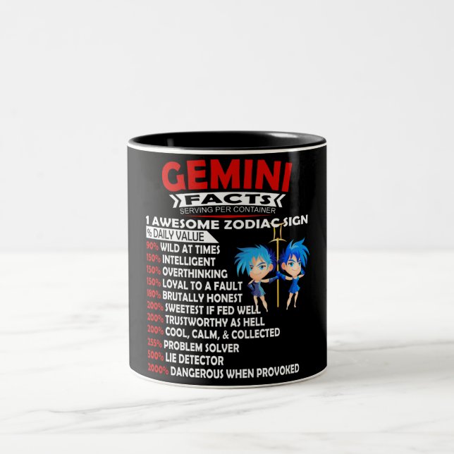 Funny Gemini Zodiac Sign Nutrition Facts Two-Tone Två-Tonad Mugg (Center)