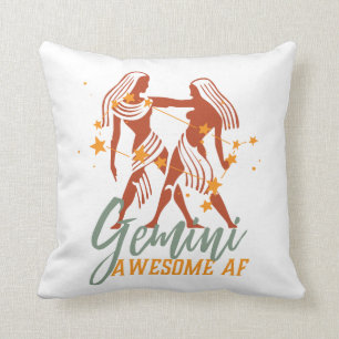 Funny Gemini Zodiac Star Astrology Fantastisk AF Kudde
