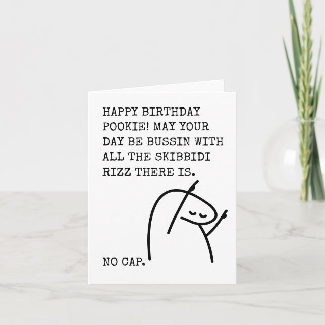 Funny Gen Z Birthday Card with Slang Meme Kort (Framsida)