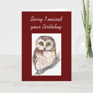 Funny General Belated Birthday, Cute Uggla Kort
