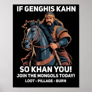 Funny Genghis Khan Quote Funny Mongoliets historia Poster