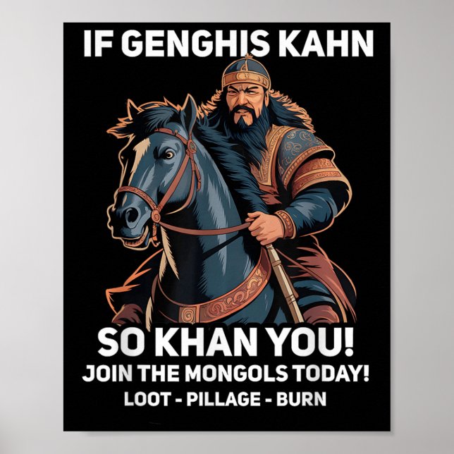 Funny Genghis Khan Quote Funny Mongoliets historia Poster (Framsidan)