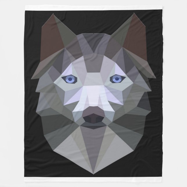 Funny Geometry Husky Ansikte Gifts Älskare Fleecefilt (Framsidan)