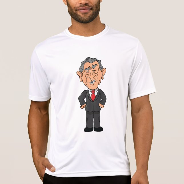 Funny George W Bush Political Caricature T Shirt (Framsida)