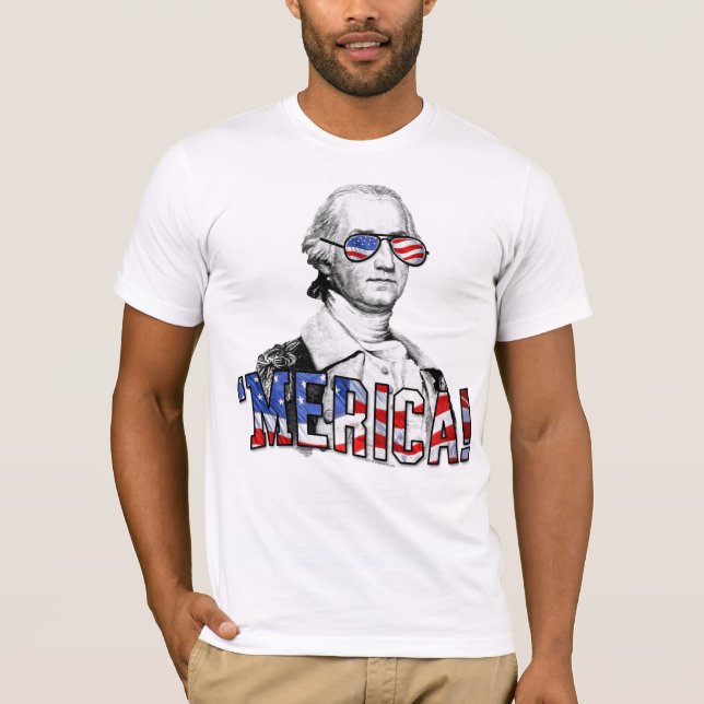 Funny George Washington Merica Patriotic America Tee (Framsida)