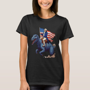 Funny George Washington Riding A Tyrannosaurus Rex T Shirt