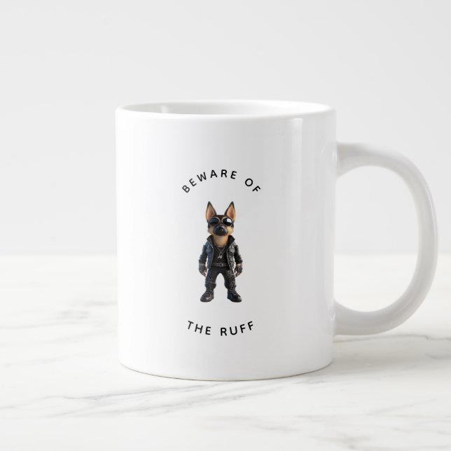 Funny German Shepherd "Beware of the Ruff"  Jumbo Mugg (Höger)