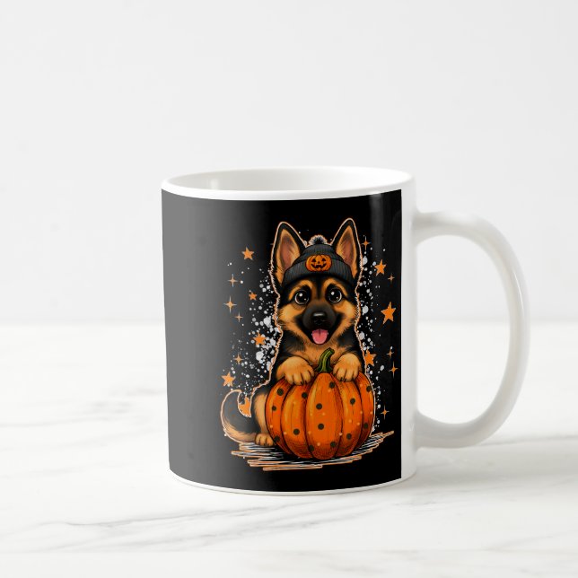 Funny German Shepherd Dog Halloween Pumpkin Graphi Kaffemugg (Höger)