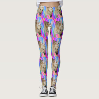 Funny German Shepherd Hund & Påskhare Öron Leggings