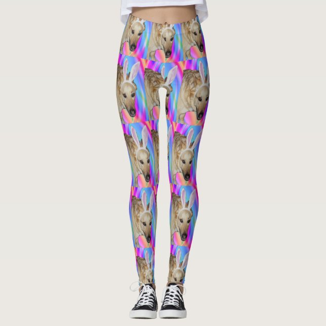 Funny German Shepherd Hund & Påskhare Öron Leggings (Framsida)