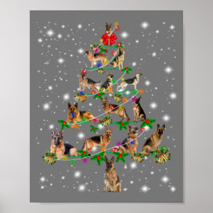 Funny German Shepherd Julgran Decor Ornamen Poster