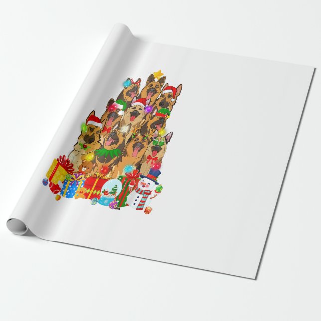 Funny German Shepherd Julgran Ljus Gift Presentpapper (Utrullad)