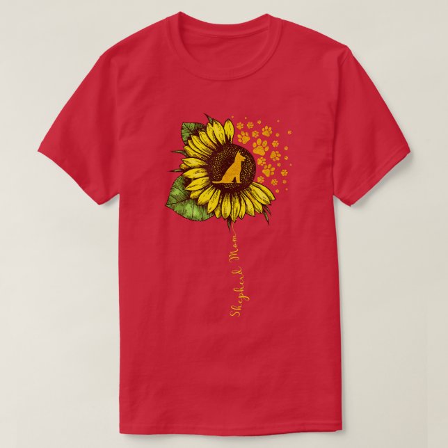 Funny German Shepherd Mamma Solros Mors dag D T Shirt (Design framsida)