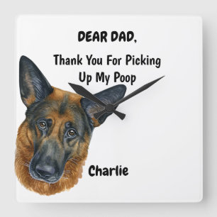 Funny German Shepherd Pappa Watercolor Hund Art Fyrkantig Klocka