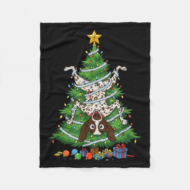Funny German Shorthaired Inter Dog Christmas Tree  Fleecefilt (Framsidan)