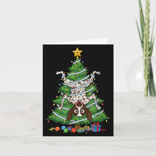 Funny German Shorthaired Inter Dog Christmas Tree  Kort (Framsida)