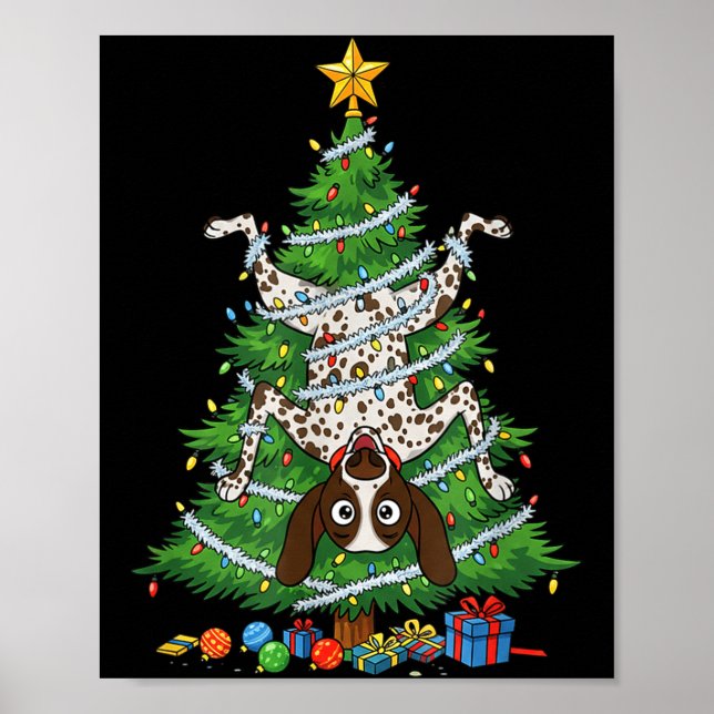 Funny German Shorthaired Inter Dog Christmas Tree  Poster (Framsidan)