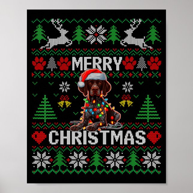 Funny German Shorthaired Inter Dog Ugly Xmas Sweat Poster (Framsidan)