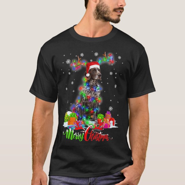 Funny German Shorthaired Pointer Dog Merry Christm T Shirt (Framsida)