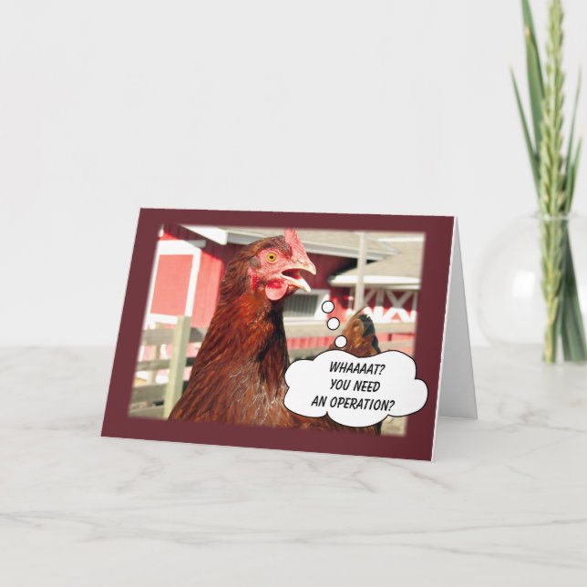 Funny Get well Chicken Pun for Surgery Operation Kort (Framsida)