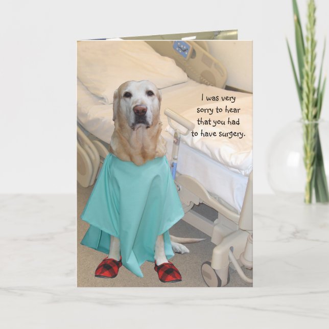 Funny Get well Lab in Hospital Gown Kort (Framsida)