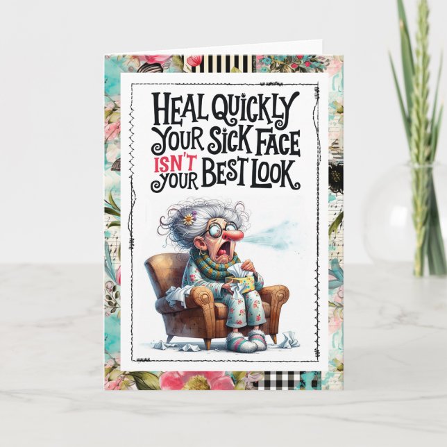 Funny Get Well Sick Humor Best Medicine Kort (Framsida)