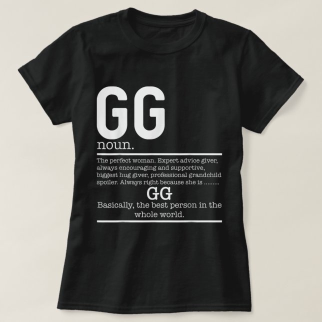 Funny GG Definition Grandma Mor Day Gifts T Shirt (Design framsida)