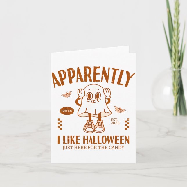 Funny Ghost Apparently, I Like Halloween  Kort (Framsida)